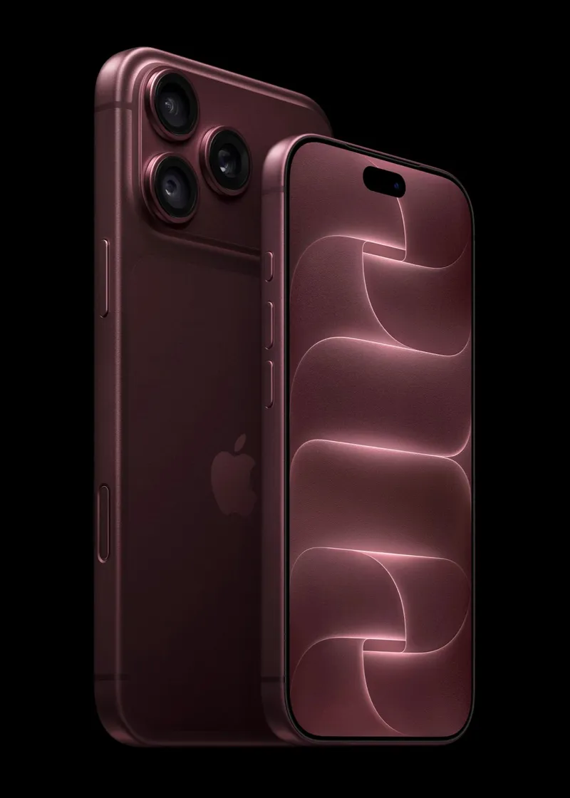 Official Apple iPhone 18 Pro and iPhone 18 Pro Max two-up product shot in Burgundy