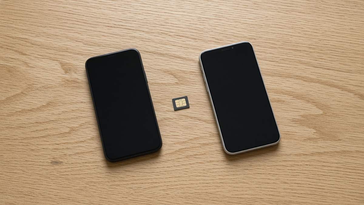 Notebook with SIM comparison notes beside a smartphone — planning an O2 30-day switch in October 2026